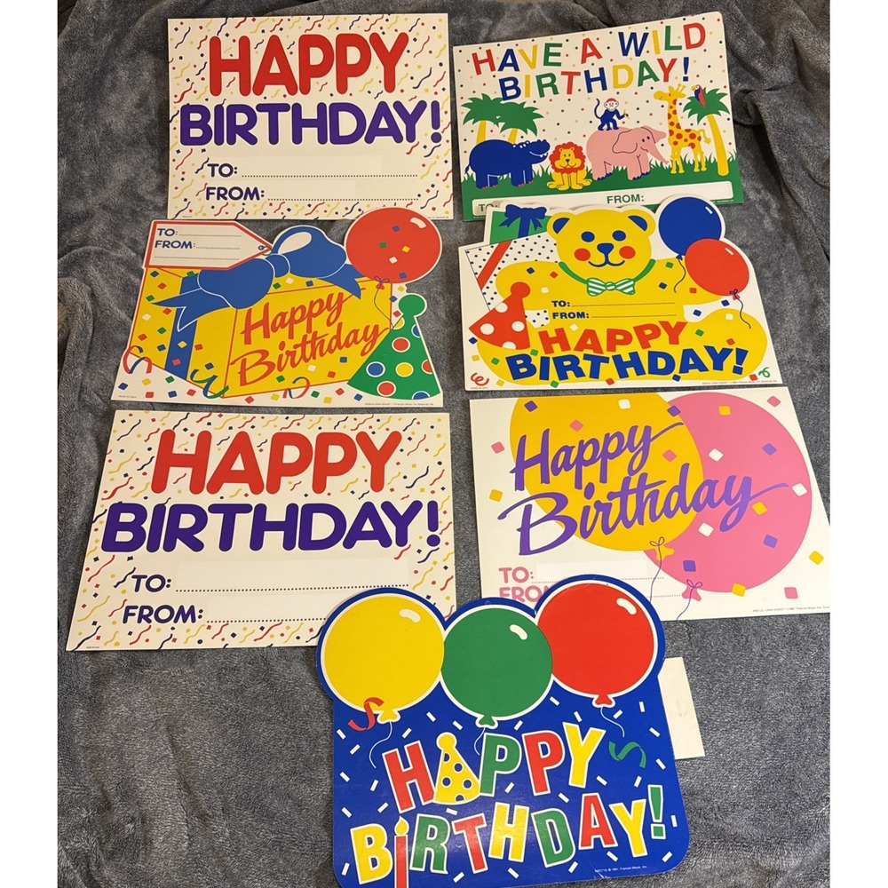 Vintage Happy Birthday Die-Cuts Lot 7 Cardboard Wall Lawn Signs Frances Meyer